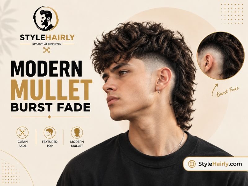 Modern mullet skin fade burst fade with high contrast