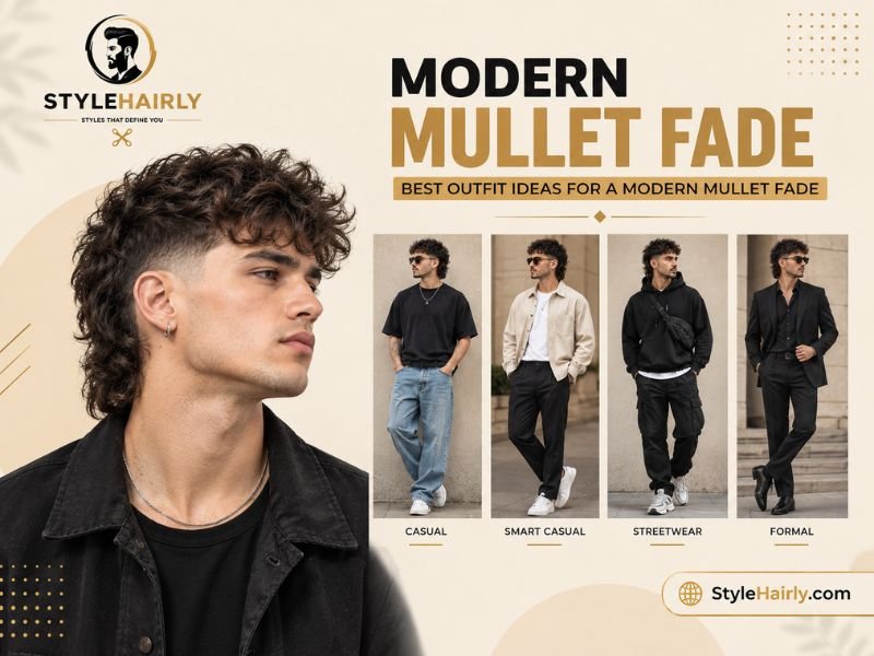 Outfit ideas paired with a modern mullet fade haircut
