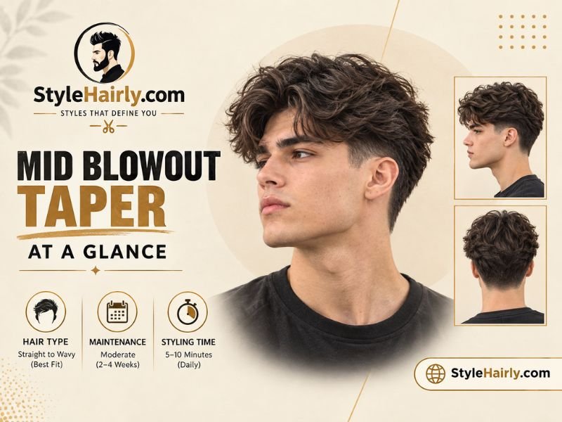 Quick facts chart for a mid blowout taper haircut