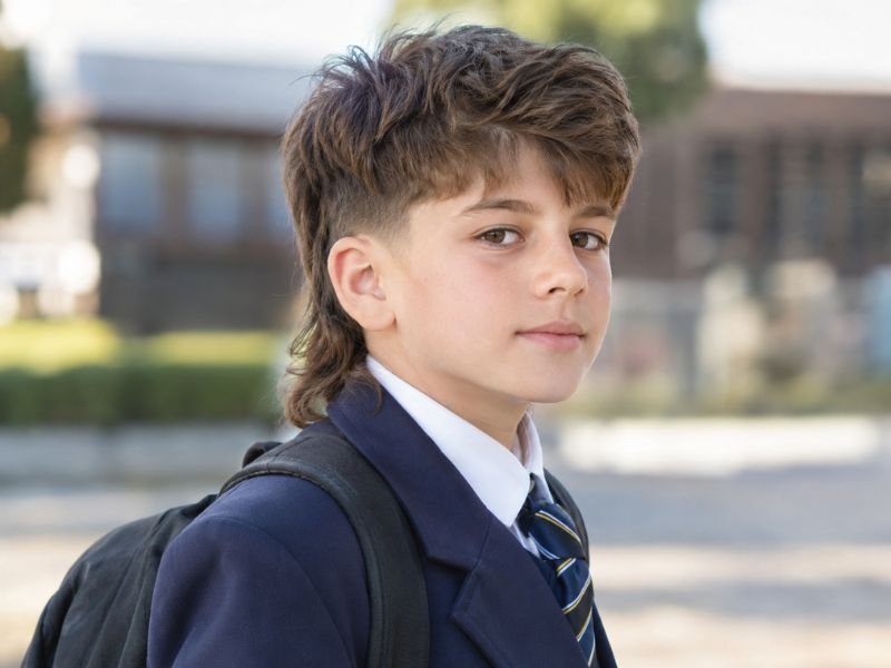 School-friendly kids mullet haircut with tapered sides