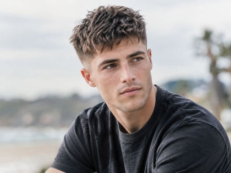 Short textured crop surfer haircut style