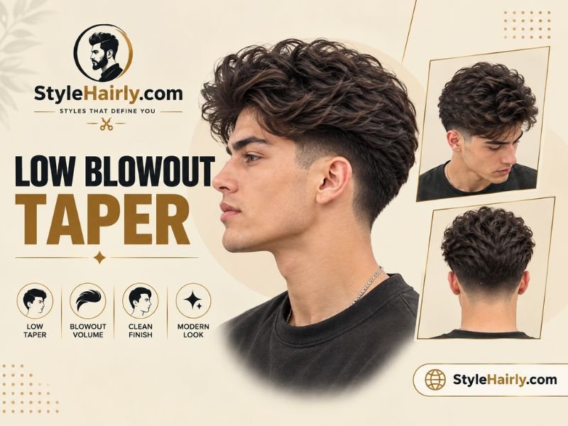 Side view of a low blowout taper with a subtle fade near the neckline