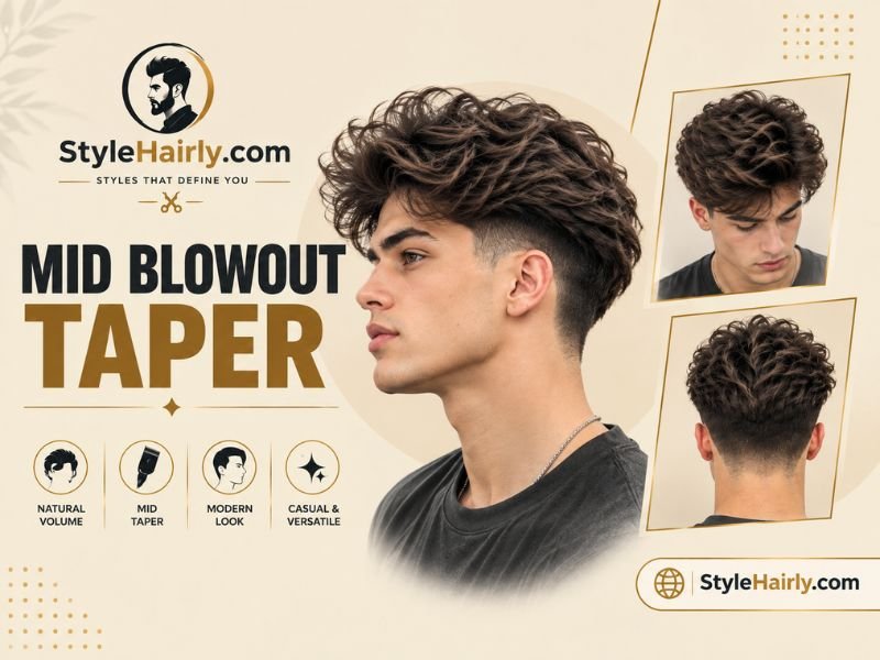 Side view of a mid blowout taper starting near the temple