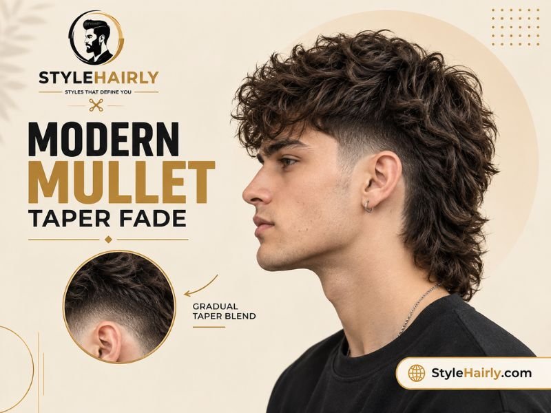 Taper fade blend on a modern mullet haircut