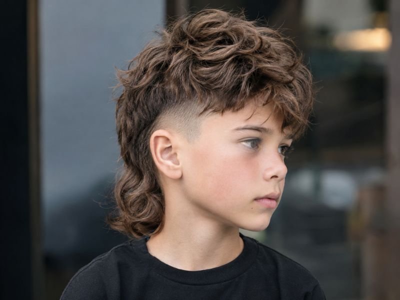 Undercut mullet for kids with shaved sides