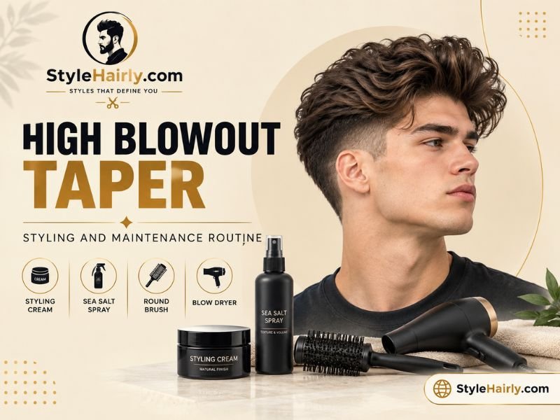 Volumizing mousse and matte paste used for a blowout taper