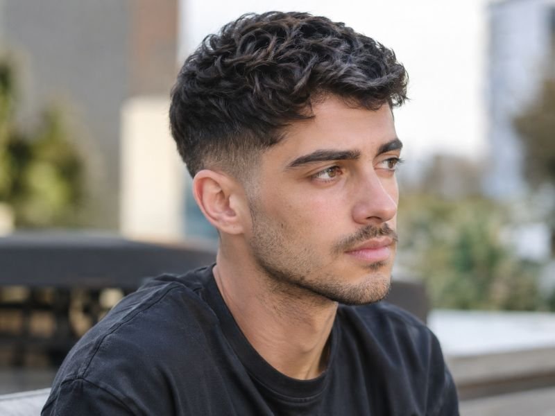 Wavy hair styled in a 10 guard buzz cut
