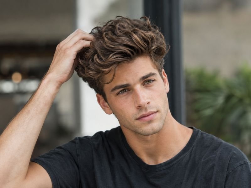 Wavy quiff surfer haircut style for men