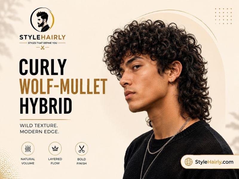 Wolf-mullet hybrid haircut on tightly curled hair