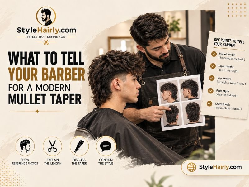 barber consultation for a modern mullet taper haircut