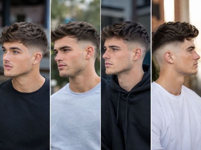low taper, low fade, mid fade, and high fade