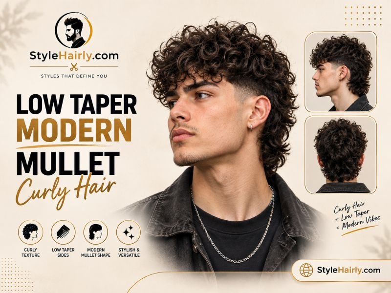 low taper modern mullet on naturally curly hair