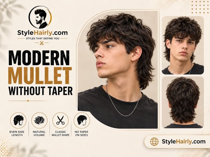 modern mullet haircut styled without a tapered side