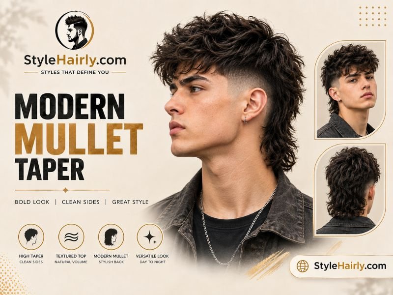 modern mullet haircut with a high taper fade