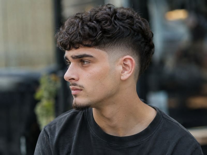 Curly French crop with a burst fade