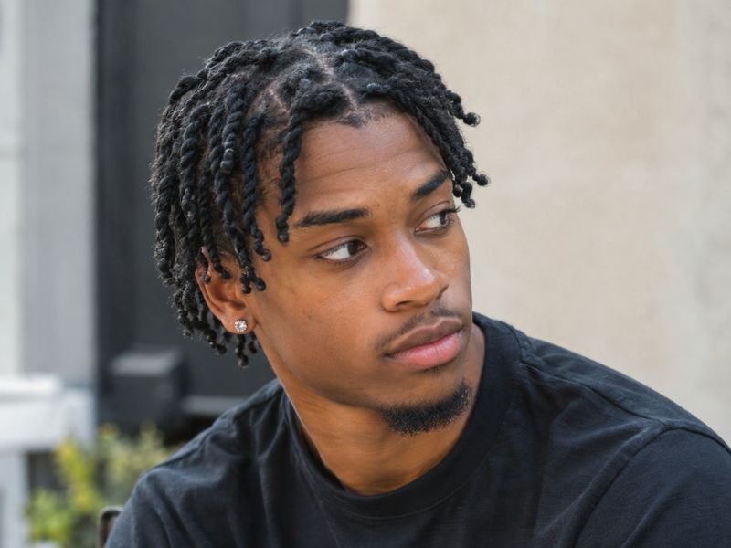 Early-stage starter locs grown from two-strand twists