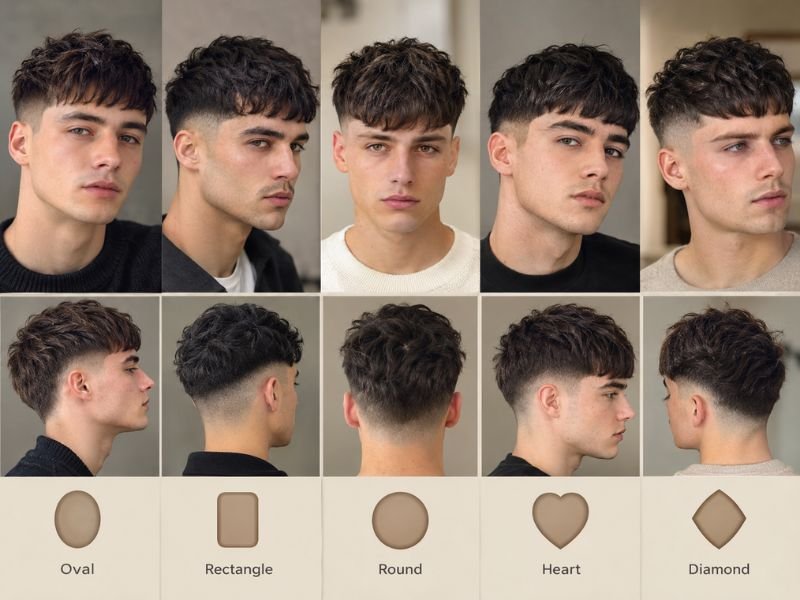 Face shape guide for a French crop burst fade