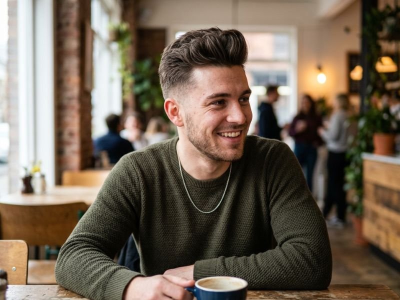Quiff haircut adding height for a small head