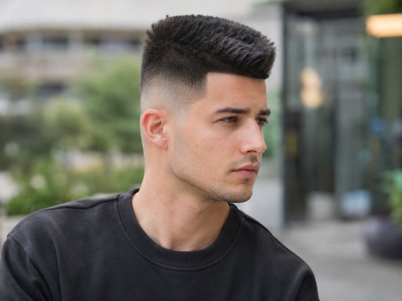 Skin fade haircut that makes a small head look smaller
