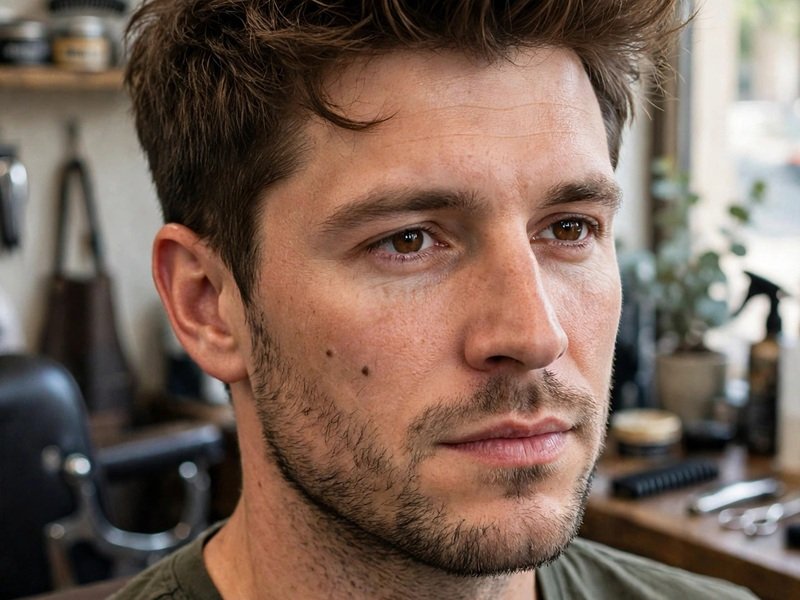 Brushed-Up Textured Quiff Haircut for Men With Small Forehead