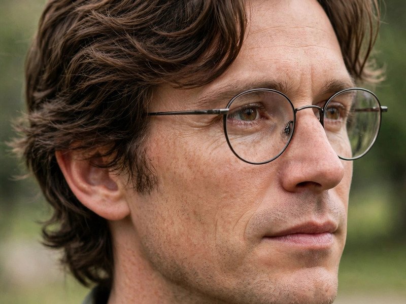 Side part with low taper haircut for men with big ears and glasses
