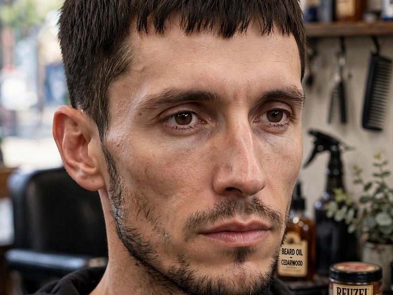 Haircut for men with narrow face showing a classic side part