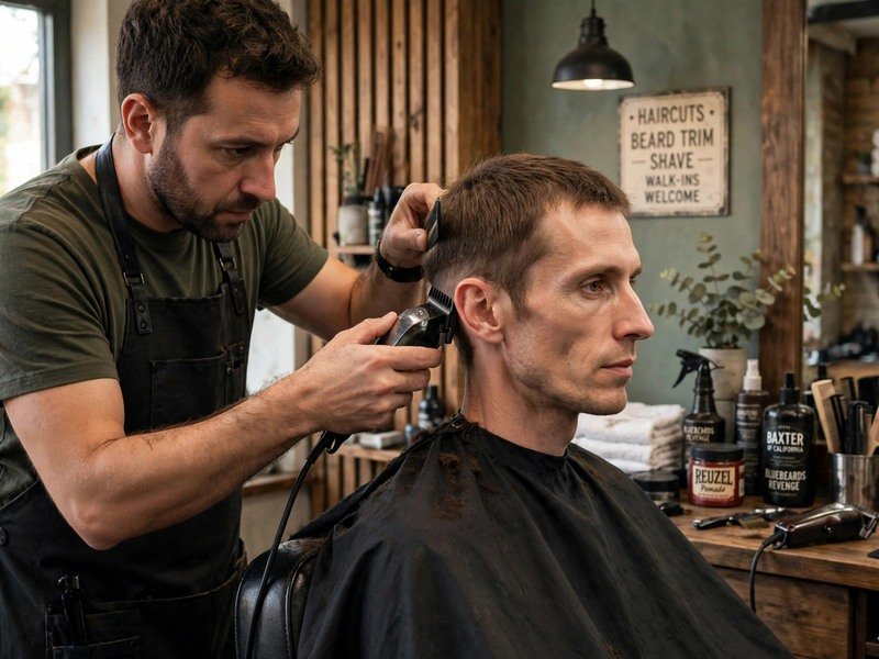 Haircut for men with narrow face showing a wavy medium cut