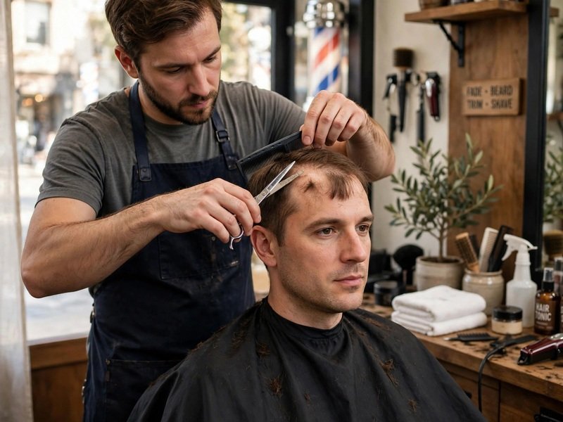 Wavy Swept-Back Top Haircut for Men With Small Forehead