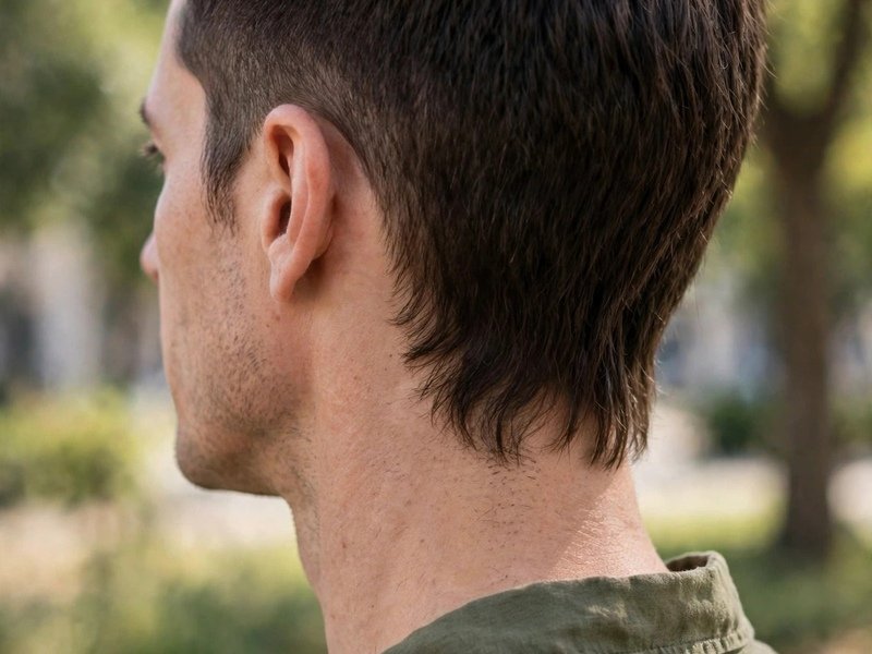 Haircut for Men With Long Neck - Low Taper With Length at the Nape viewed from the back
