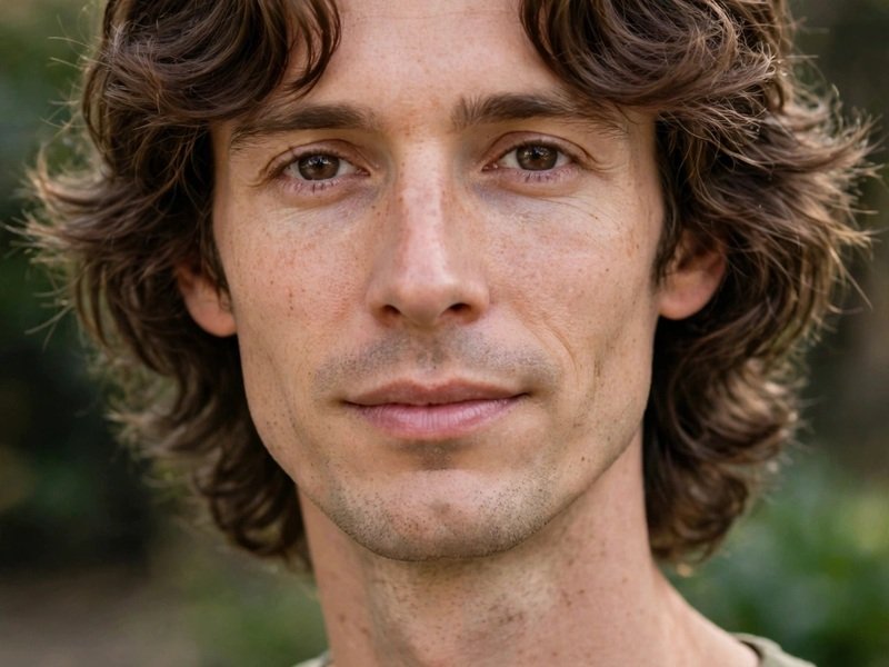 Haircut for Men With Long Neck - Curtain Hairstyle With Soft Fringe on wavy hair