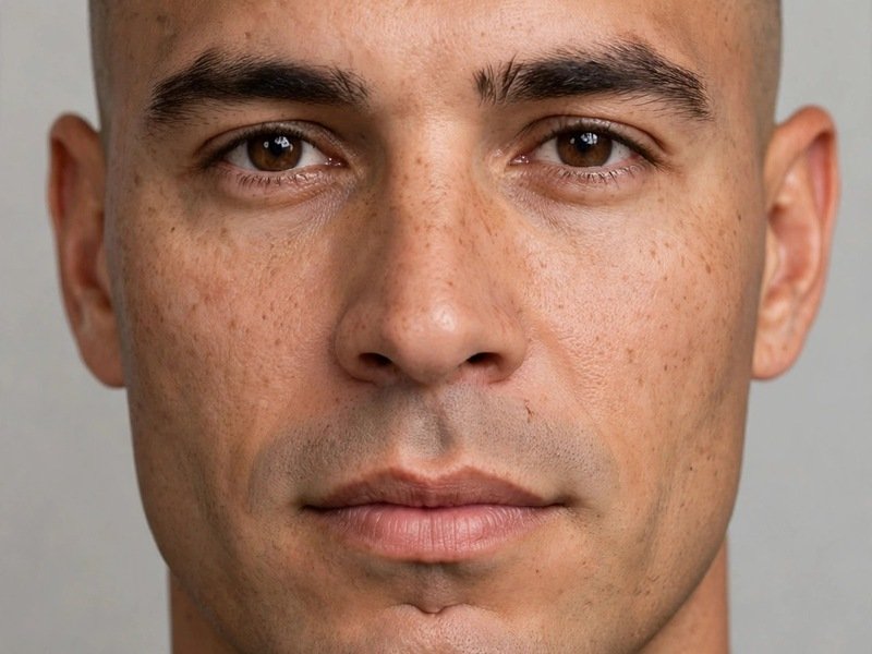 Man with cleft chin and buzz cut haircut, clean shaven
