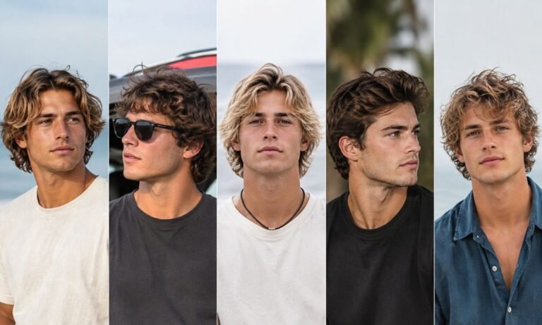 Collage of surfer haircut styles for men in 2026