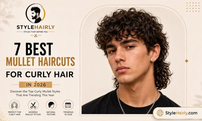 Curly shag mullet haircut with soft layered top