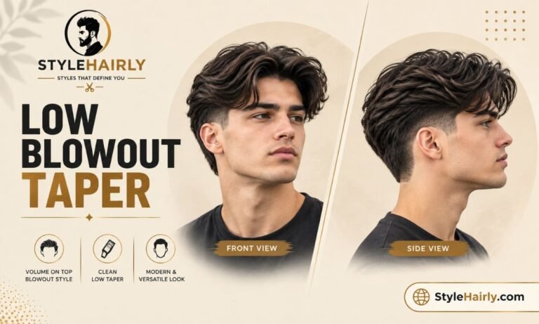 Man with a low blowout taper haircut showing a subtle fade near the hairline