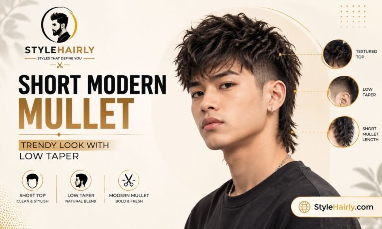 Man with a short modern mullet styled with a low taper