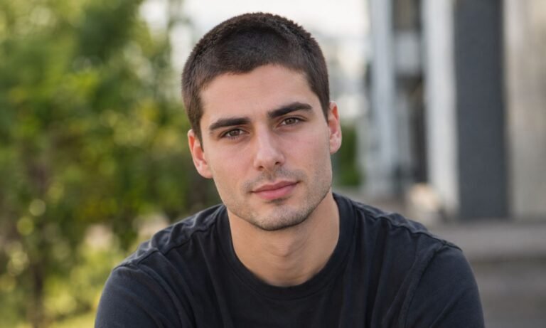 Man with an 8 guard buzz cut showing even one inch length