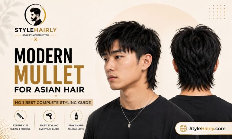 Modern mullet haircut styled on straight Asian hair