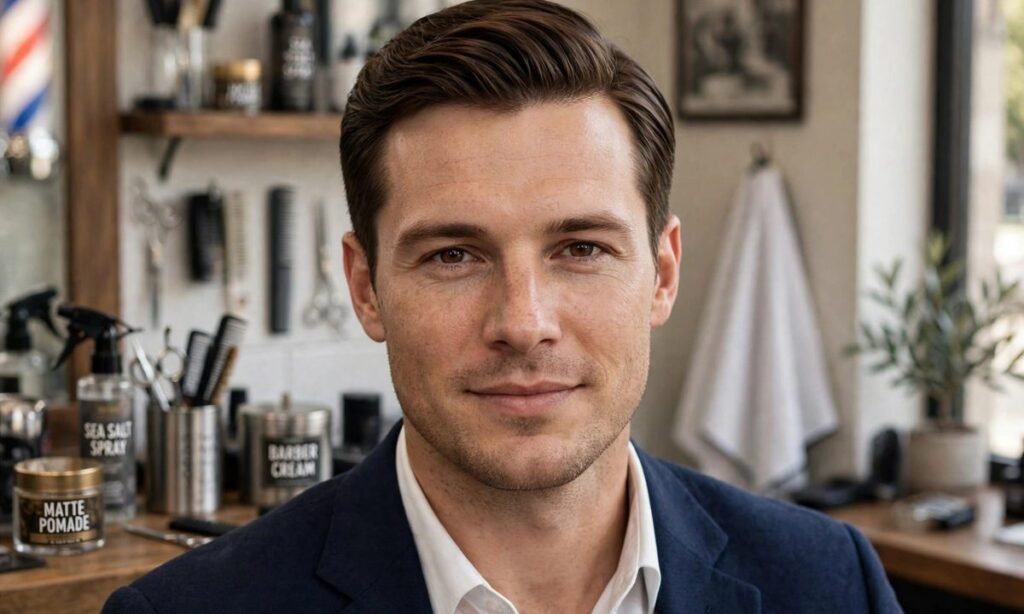 Old money haircut men with classic side part