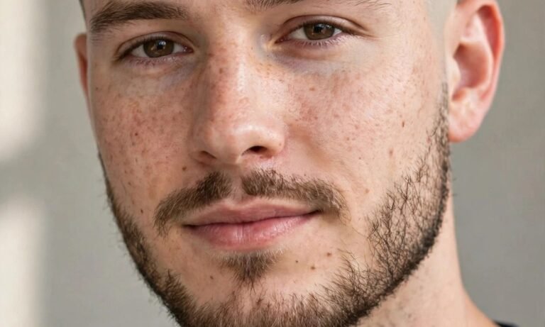 Haircut for men with weak jawline - man with textured crop and shaped beard