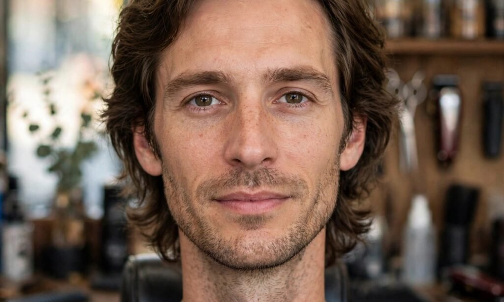 Haircut for Men With Long Neck - Medium Length Style With Balanced Sides on a man with a longer neck