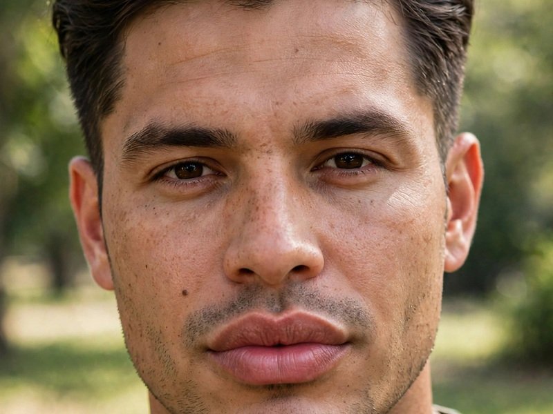 Haircut for Men With Big Lips - Short Pompadour Style on a man with full lips and a swept-up pompadour haircut